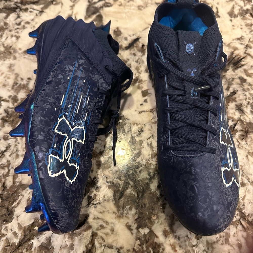 Under Armour Blur Smoke Suede 2.0 MC Navy Football Cleats 3027978-401 Men's 9.5
